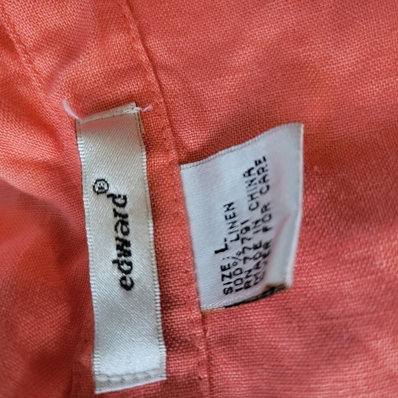 Edward Linen Button-up Shirt Coral in L - Picture 6 of 8
